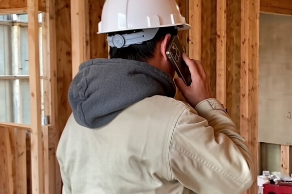 取引先に電話するリフォーム業者