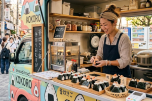 キッチンカーで働く女性